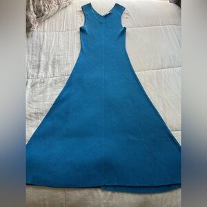 Everlane Blue Ribbed Sweater Tank Midi Dress Small Organic Cotton Classic Chic